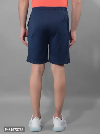 Stylish Navy Blue Polyester Solid Sports Shorts For Men-thumb3