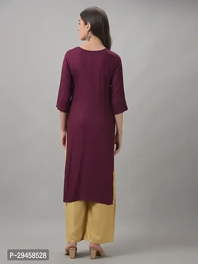 Stylish Purple Rayon Self Pattern Stitched Kurta For Women-thumb3