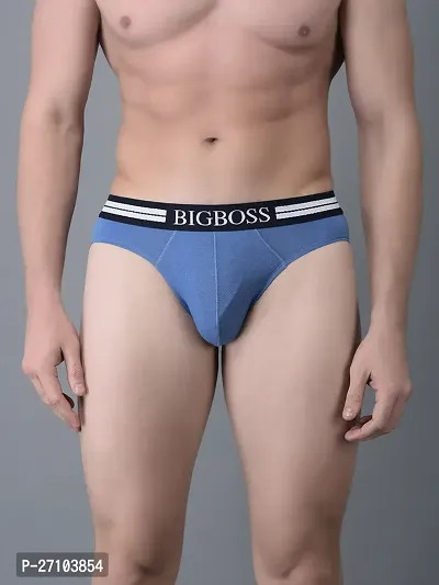 Stylish Blue Cotton Blend Solid Briefs For Men-thumb0