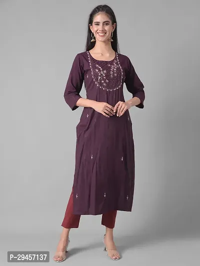 Stylish Purple Cotton Blend Self Pattern Stitched Kurta For Women