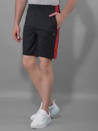 Stylish Black Polyester Solid Sports Shorts For Men-thumb1