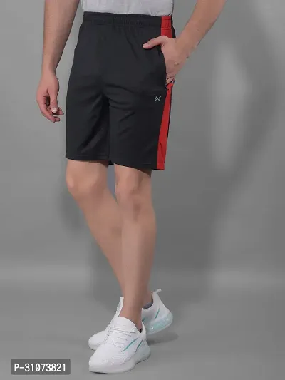 Stylish Black Polyester Solid Sports Shorts For Men-thumb2