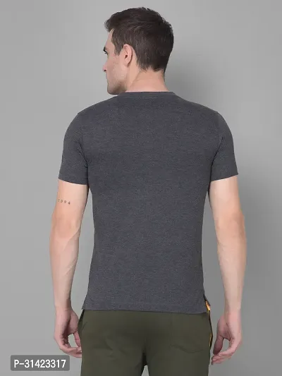 Reliable Black Cotton Solid Henley Tshirt For Men-thumb2