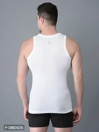 Stylish White Cotton Solid Vests For Men- Pack Of 7-thumb2