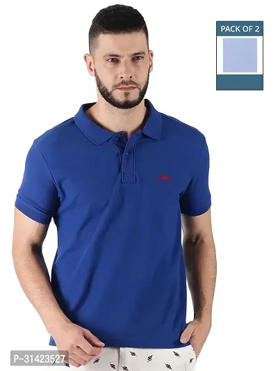 Reliable Multicoloured Cotton Solid Polos For Men Pack Of 2