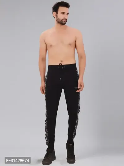 Stylish Black Cotton Solid Joggers For Men-thumb3