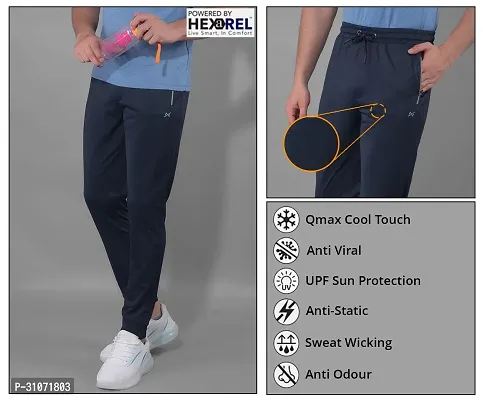 Stylish Navy Blue Polyester Solid Regular Fit Sports Track Pant For Men-thumb5