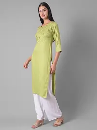 Stylish Green Cotton Blend Self Pattern Stitched Kurta For Women-thumb1