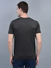 Stylish Grey Polyester Solid Regular Fit Sports Tee For Men-thumb2