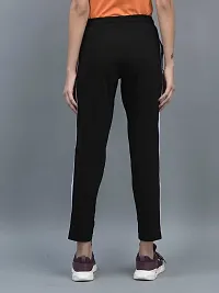 Elite Black Cotton Striped Track Pants For Women-thumb4