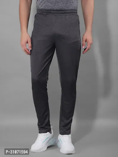 Stylish Grey Polyester Solid Regular Fit Sports Track Pant For Men-thumb0