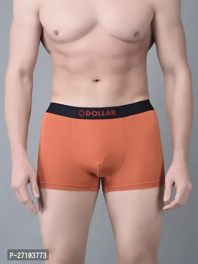 Stylish Orange Cotton Blend Solid Trunks For Men