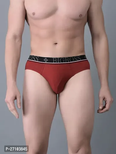 Stylish Red Cotton Blend Solid Briefs For Men