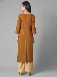 Stylish Mustard Cotton Blend Self Pattern Stitched Kurta For Women-thumb2