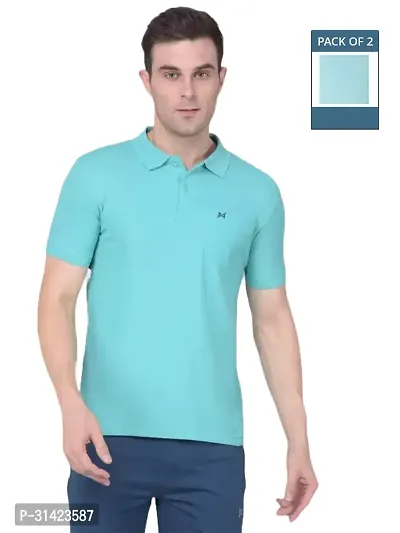 Reliable Multicoloured Cotton Solid Polos For Men Pack Of 2-thumb0