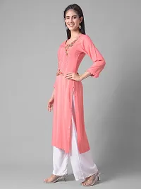 Stylish Pink Rayon Self Pattern Stitched Kurta For Women-thumb1