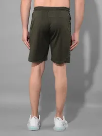 Stylish Olive Polyester Solid Sports Shorts For Men-thumb2