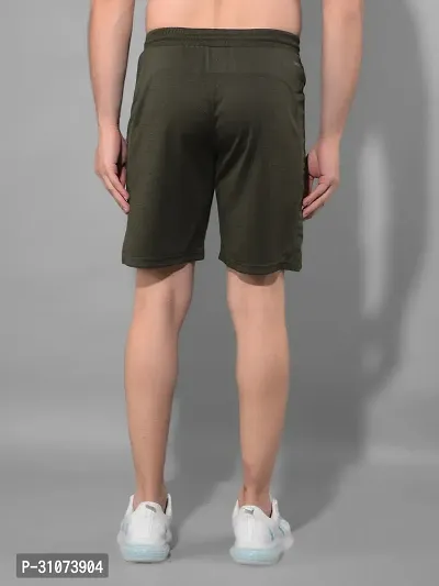 Stylish Olive Polyester Solid Sports Shorts For Men-thumb3