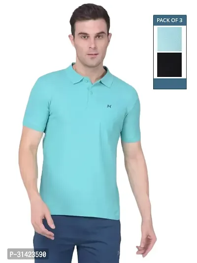 Reliable Multicoloured Cotton Solid Polos For Men Pack Of 3-thumb0