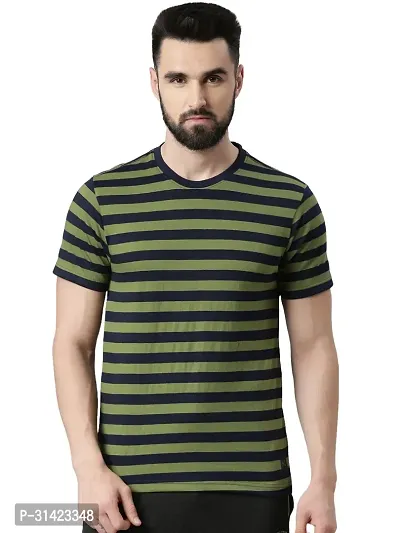 Reliable Multicoloured Cotton Striped Round Neck Tshirt For Men-thumb0