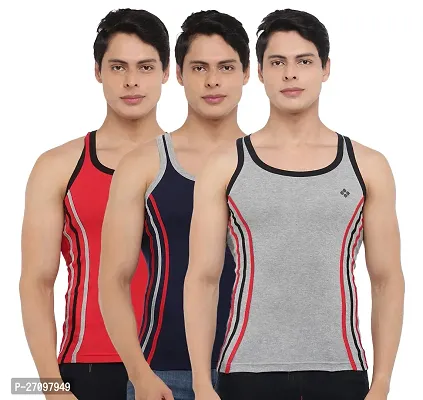 Stylish Solid Combed Cotton Racerback Styled Gym Vest Pack Of 3