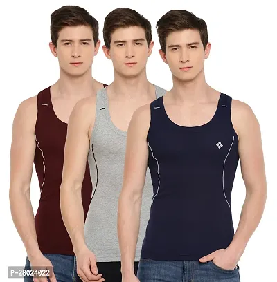 Stylish Cotton Solid Vests For Men- Pack Of 3