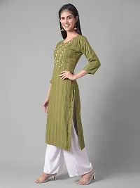 Stylish Green Cotton Blend Self Pattern Stitched Kurta For Women-thumb1