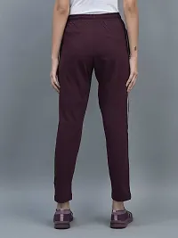 Elite Maroon Cotton Striped Track Pants For Women-thumb3