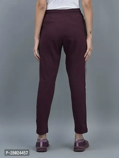 Elite Maroon Cotton Striped Track Pants For Women-thumb5