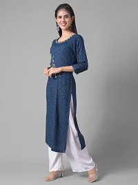 Stylish Blue Rayon Self Pattern Stitched Kurta For Women-thumb1