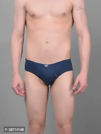 Super Combed Cotton Solid Navy Blue Briefs For Men-thumb0