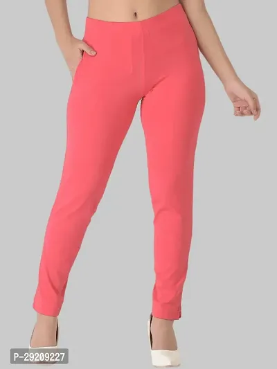 Stylish Pink Cotton Blend Solid Mid-Rise Capris For Women