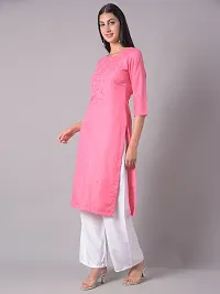 Stylish Pink Cotton Blend Self Pattern Stitched Kurta For Women-thumb1