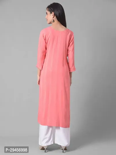 Stylish Pink Rayon Self Pattern Stitched Kurta For Women-thumb3