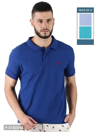 Reliable Multicoloured Cotton Solid Polos For Men Pack Of 3