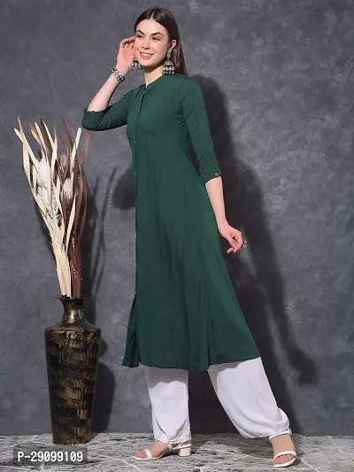 Stylish Green Viscose Stitched Kurta For Women-thumb2