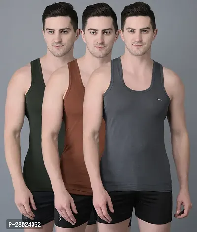 Stylish Cotton Solid Vests For Men- Pack Of 3