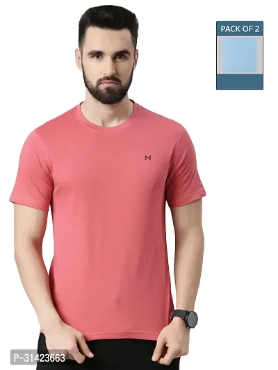 Reliable Multicoloured Cotton Solid Round Neck Tshirt For Men Pack Of 2