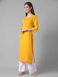 Stylish Yellow Cotton Blend Self Pattern Stitched Kurta For Women-thumb1