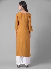 Stylish Mustard Cotton Blend Self Pattern Stitched Kurta For Women-thumb2