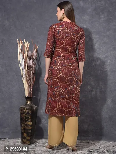 Stylish Maroon Chanderi Cotton Stitched Kurta For Women-thumb3