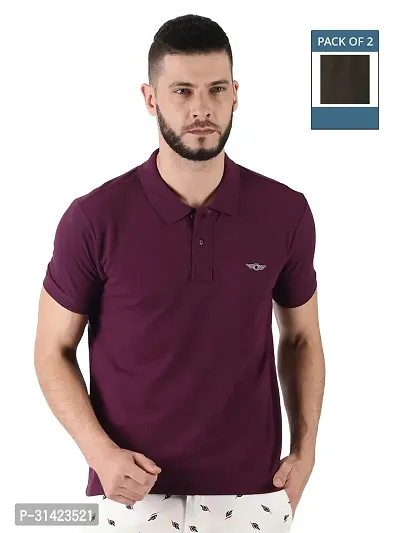 Reliable Multicoloured Cotton Solid Polos For Men Pack Of 2-thumb0