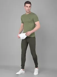 Stylish Green Cotton Solid Joggers For Men-thumb2