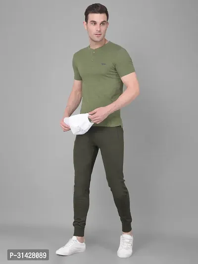 Stylish Green Cotton Solid Joggers For Men-thumb3