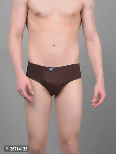 Super Combed Cotton Solid Brown Briefs For Men-thumb0