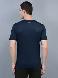 Stylish Blue Polyester Solid Regular Fit Sports Tee For Men-thumb2