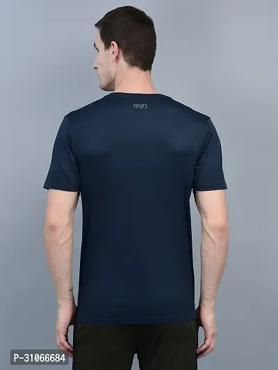 Stylish Blue Polyester Solid Regular Fit Sports Tee For Men-thumb3