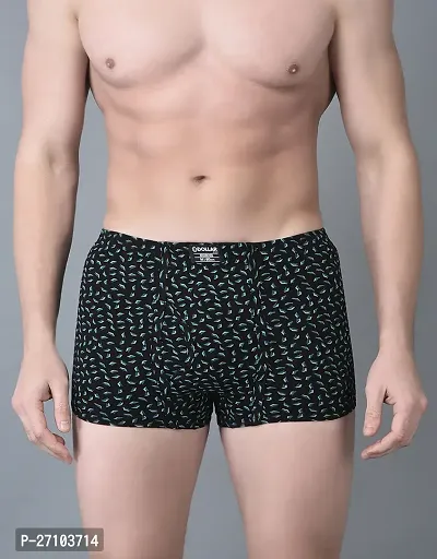 Stylish Black Cotton Blend Printed Trunks For Men-thumb0