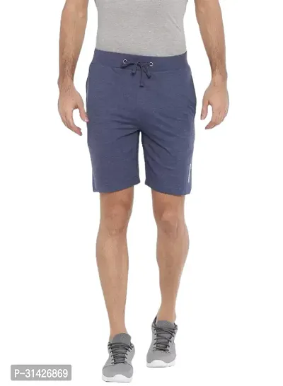 Stylish Blue Cotton Solid Regular Shorts For Men