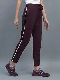 Elite Maroon Cotton Striped Track Pants For Women-thumb2